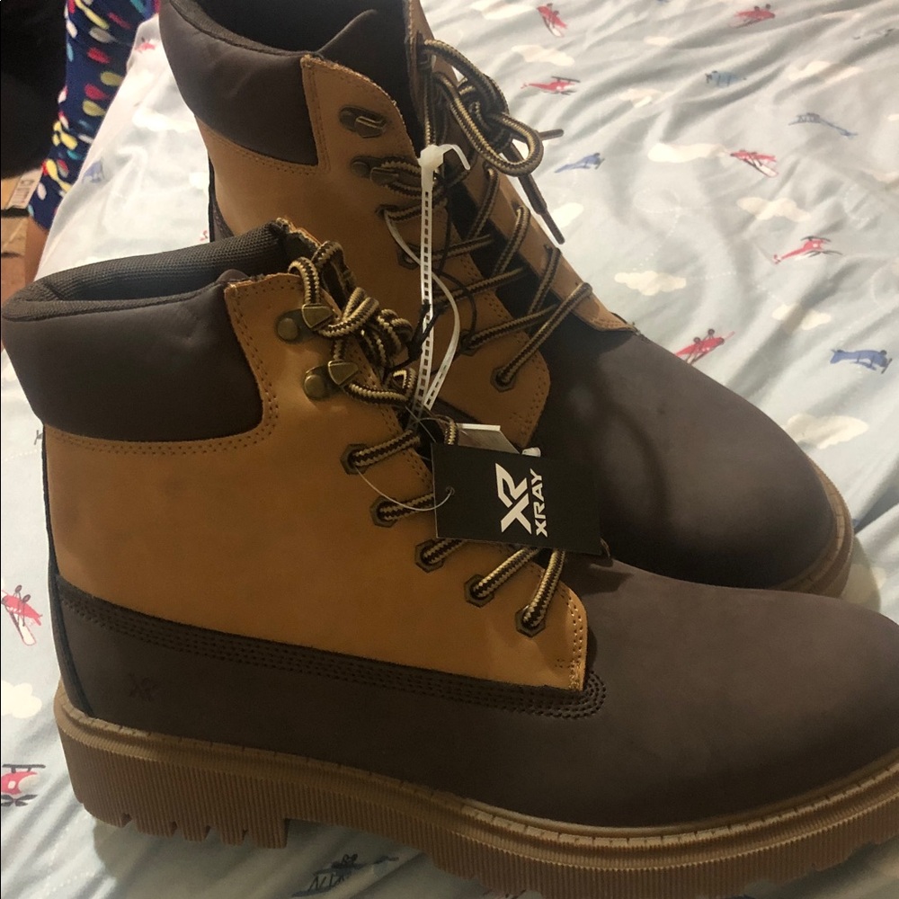 Men's Dark Brown and Tan Boots